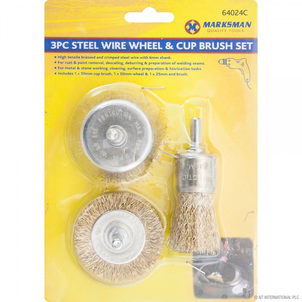 5pc rotary steel wire brush wheel and cup set Buzzweld Coatings