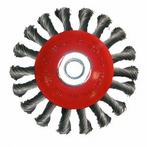 Dronco 100mm Heavy-Duty Tapered Wire Brush Wheel Twisted-Knott